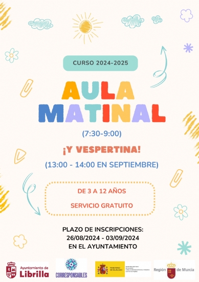 AULA MATINAL Y VESPERTINA CURSO 2024/2025