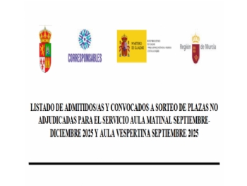 LISTADO DE ADMITIDOS PARA EL SERVICIO DE AULA MATINAL Y VESPERTINA. SEPTIEMBRE - DICIEMBRE 2025